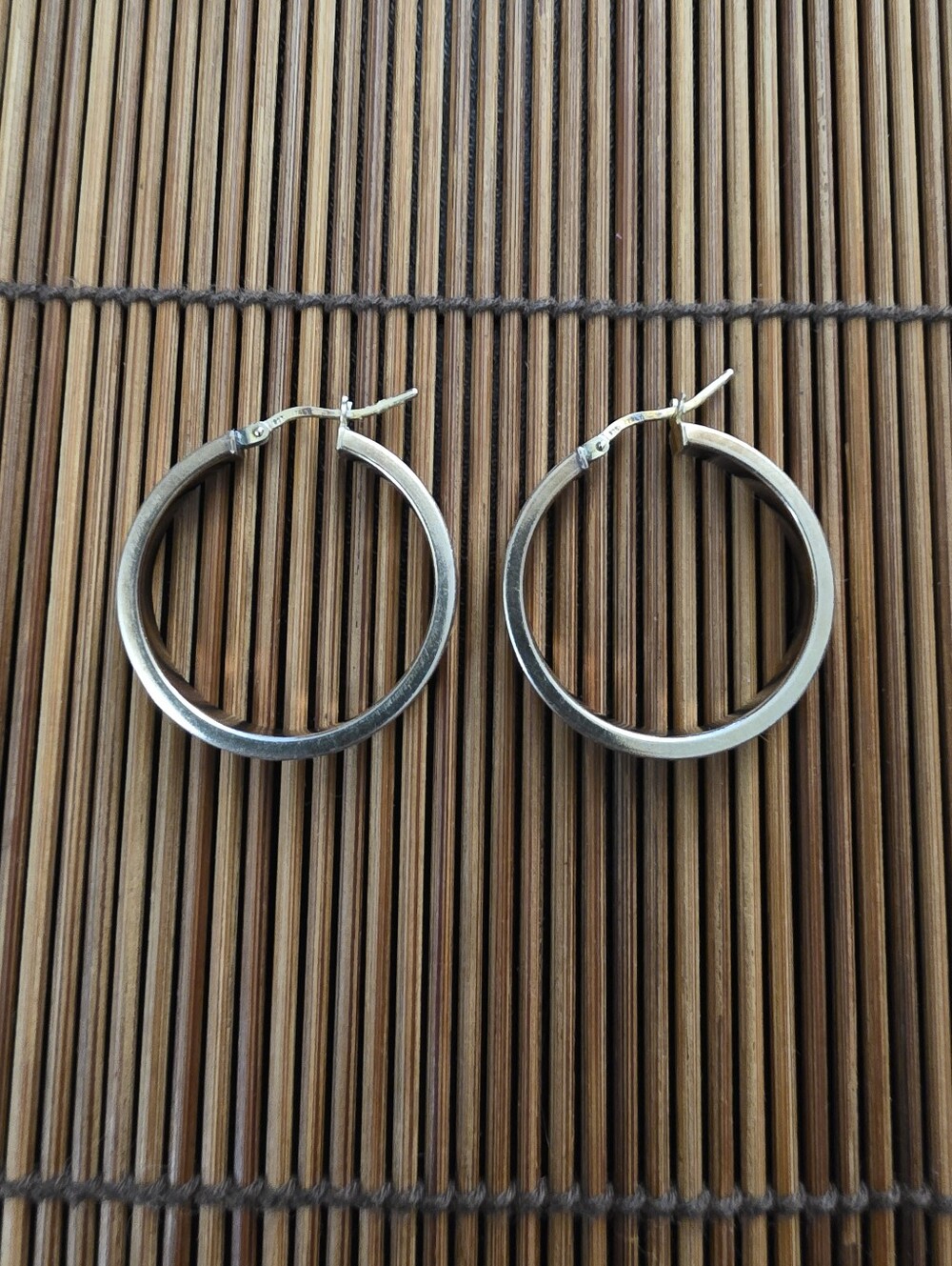 925 Silver Hoop Yellow Gold Earrings (Vintage)